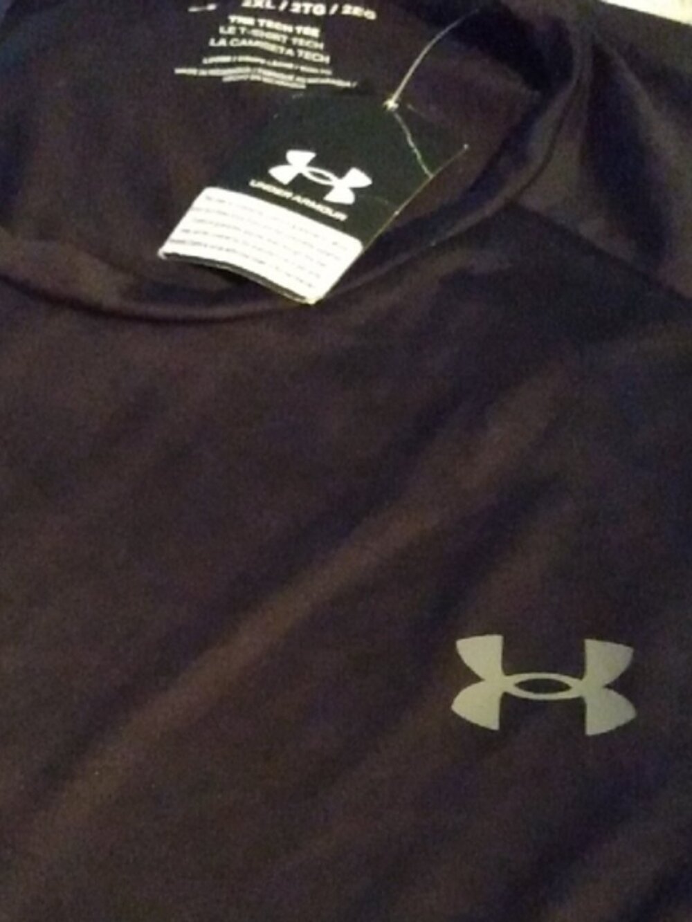 NWT Under Armour Tech Tee Mens 2XL Black Loose Fit Short Sleeve Athletic Shirt